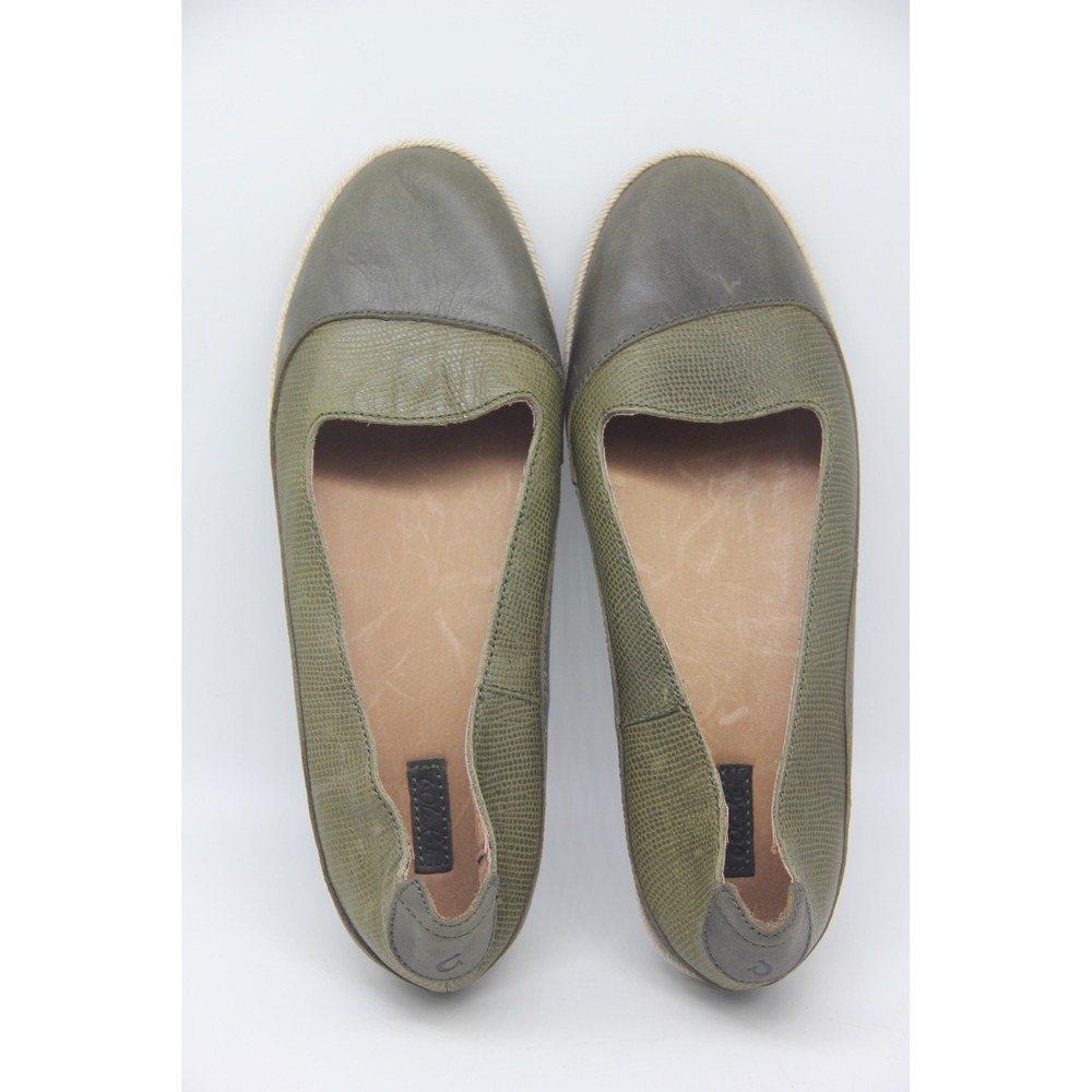 OluKai Shoes Womens 10 Green Leather Lino Ballet Flats Slip On Comfort Casual - Picture 6 of 9